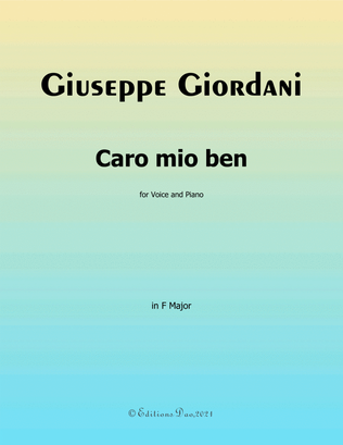 Book cover for Caro mio ben,by Giordani,in F Major