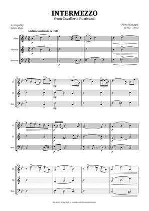 Intermezzo from Cavalleria Rusticana for Wind Trio (Flute, Clarinet, Bassoon) in B-flat Major