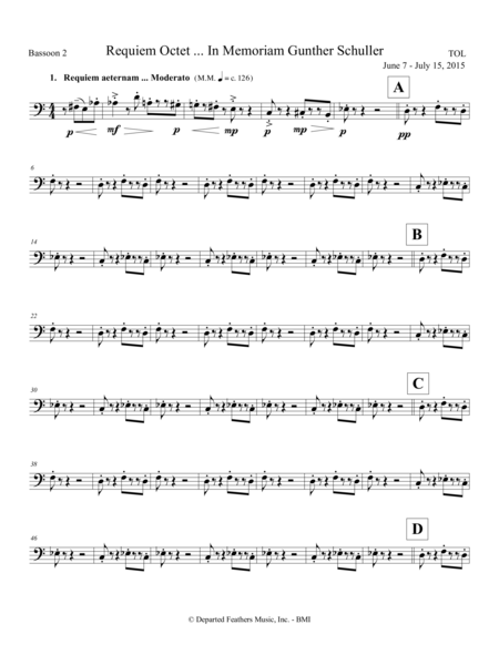Requiem Octet (2015) for flute, clarinet, 2 bassoons, 2 trumpets, 2 trombones: 2nd bassoon part