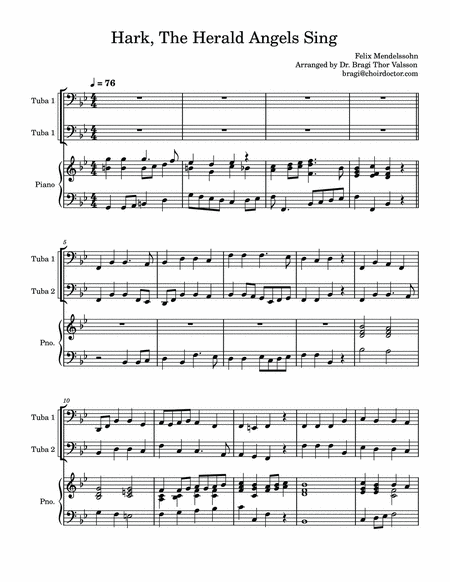 Hark, The Herald Angels Sing - two Tubas with Piano accompaniment image number null