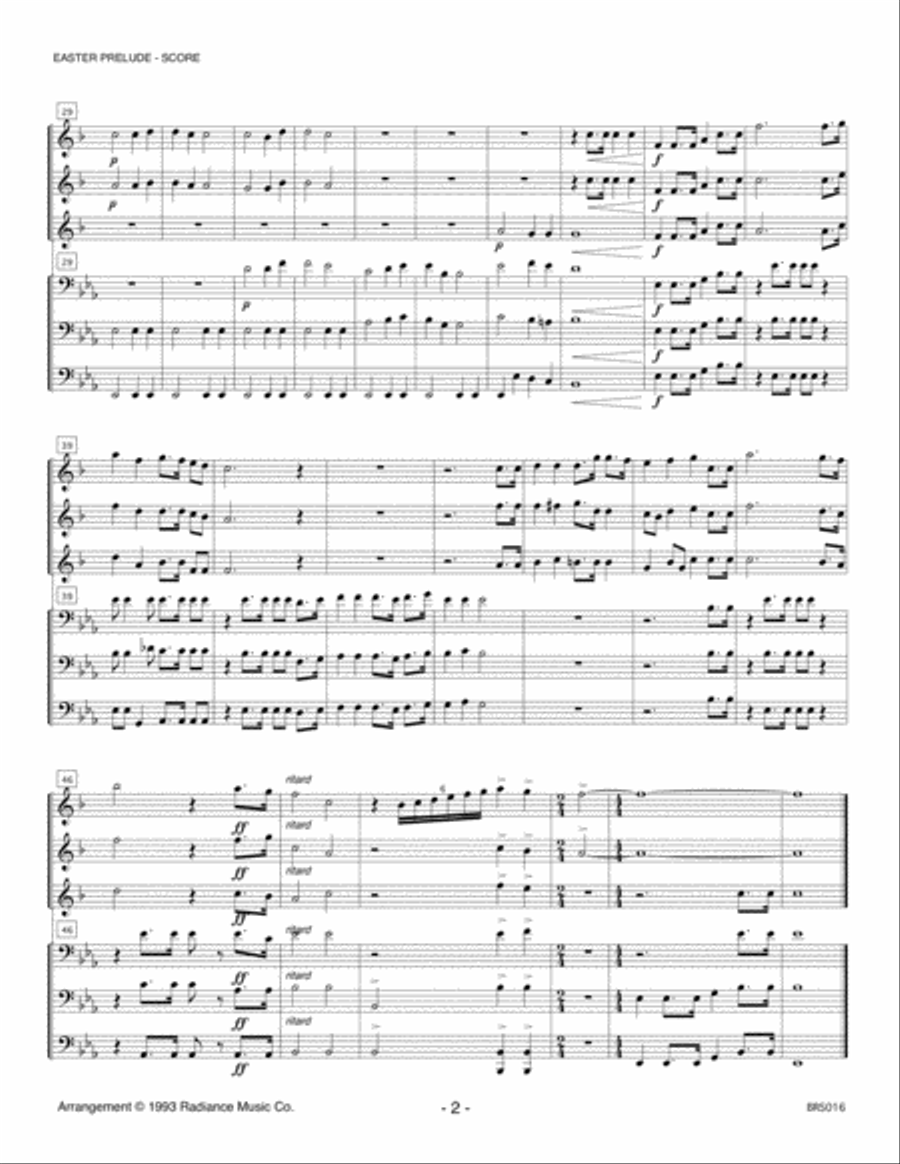 EASTER PRELUDE - Medley for 3 TRUMPETS & 3 TROMBONES (unaccompanied) Brass Duet scores gallery preview page 2