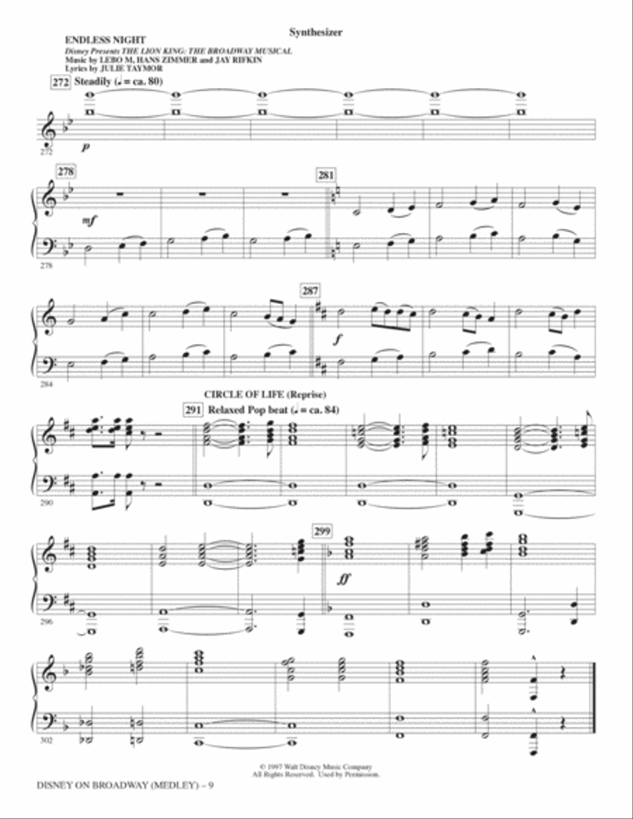 Disney On Broadway (Medley) - Synthesizer Choir scores gallery preview page 9