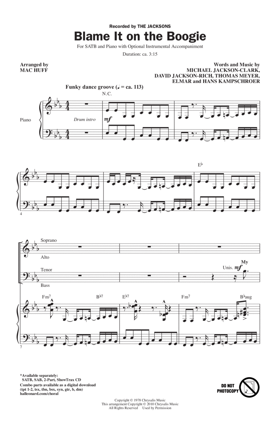 Blame It On The Boogie 4-Part scores gallery preview page 1