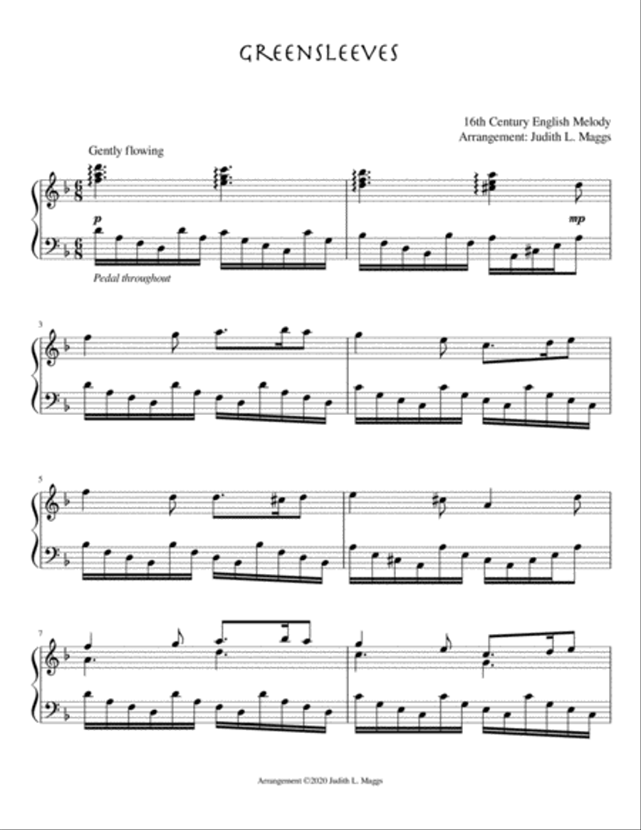 Greensleeves Greensleeves Easy Piano scores gallery preview page 1