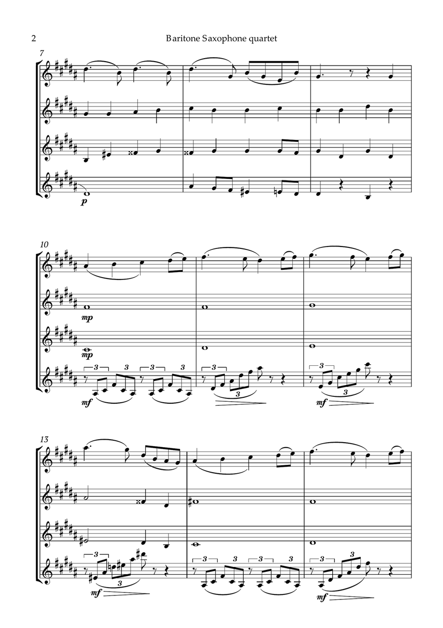 Swan Lake Tchaikovsky Baritone Saxophone Quartet Baritone Saxophone scores gallery preview page 3