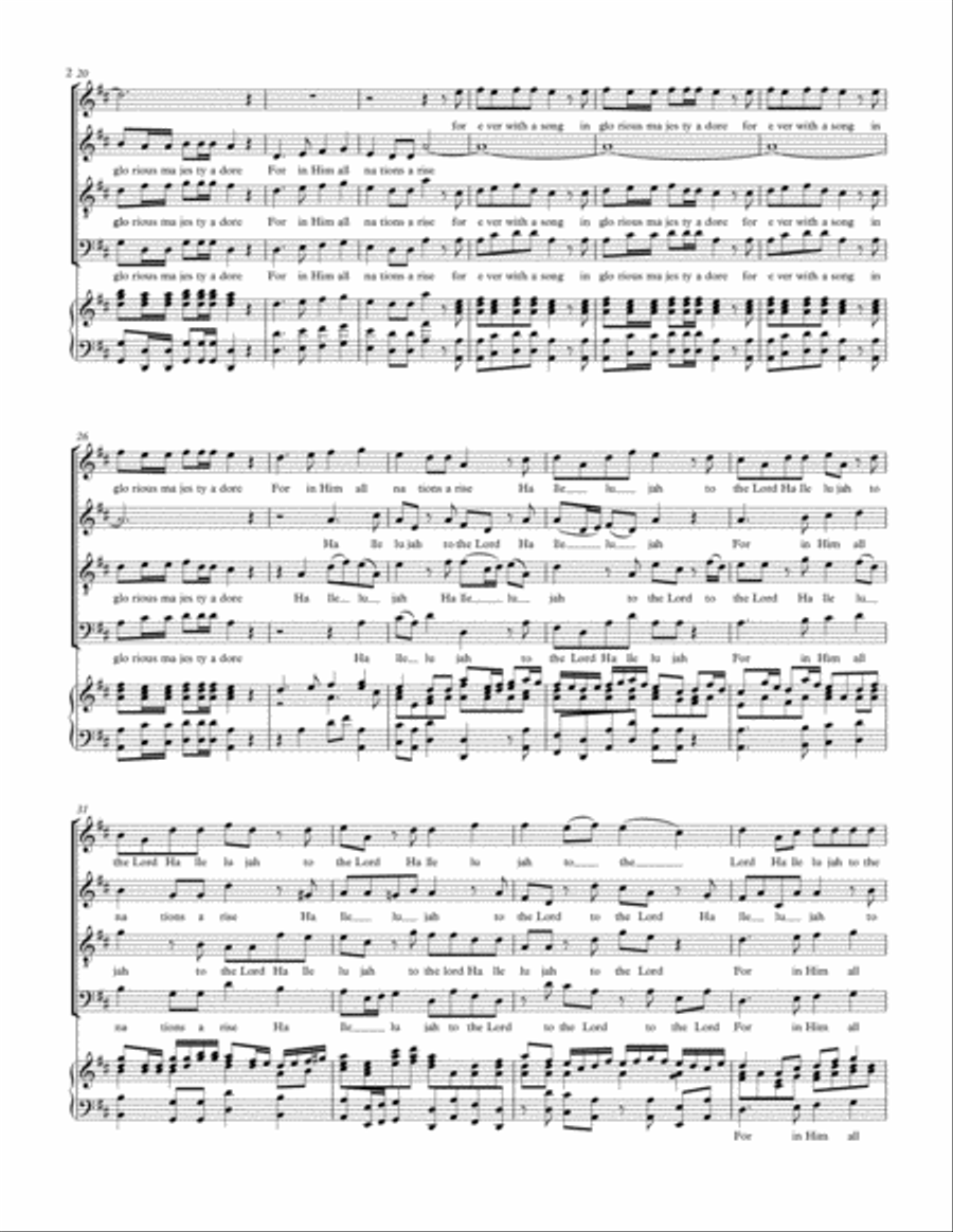 Hallelujah to the Lord 4-Part scores gallery preview page 2