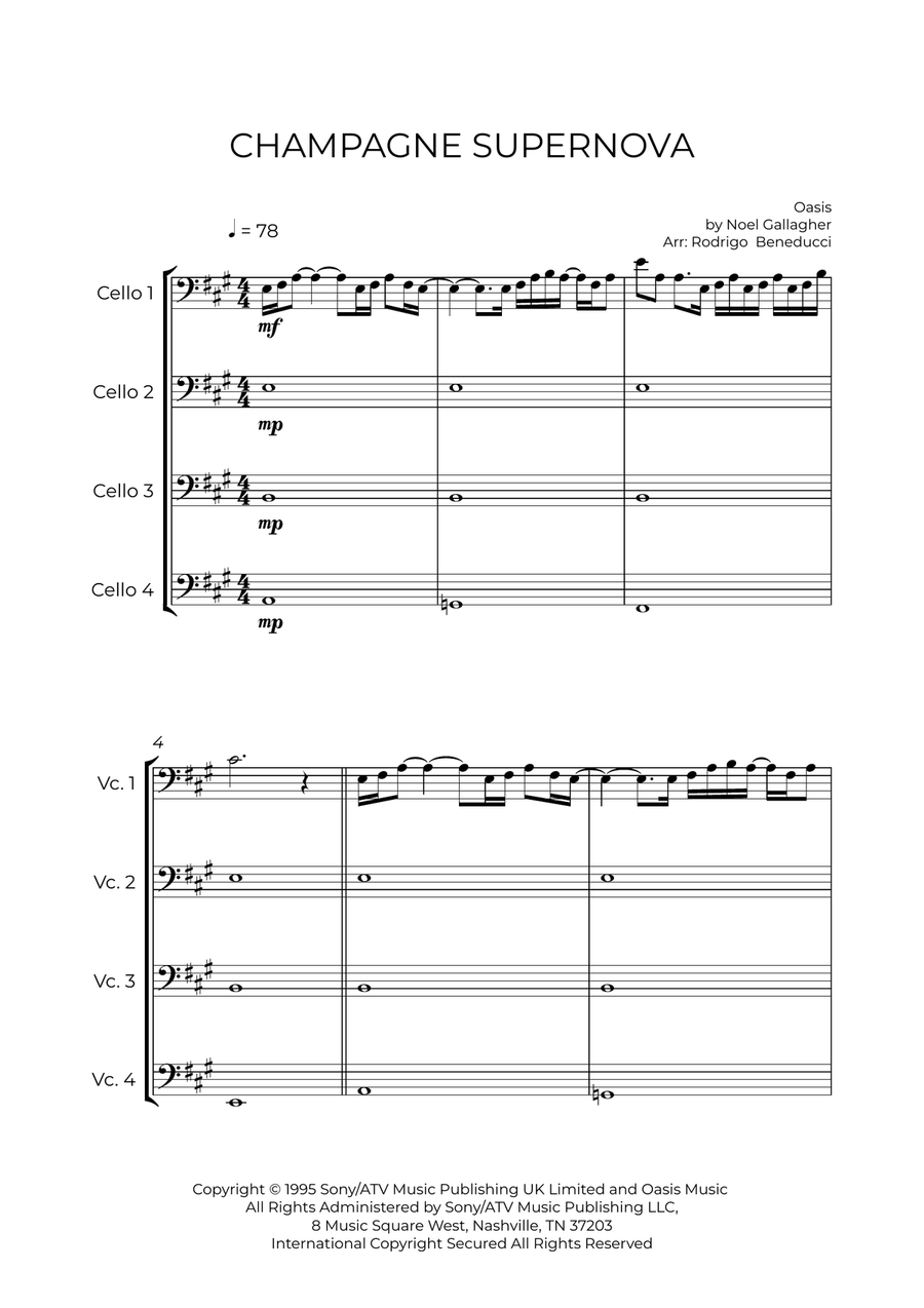 Champagne Supernova String Quartet scores gallery preview page 2