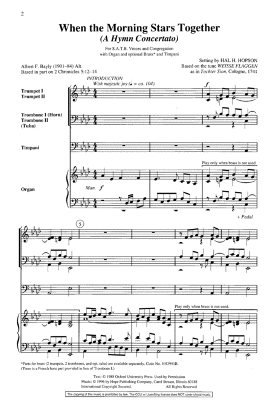 When the Morning Stars Together 4-Part scores gallery preview page 2