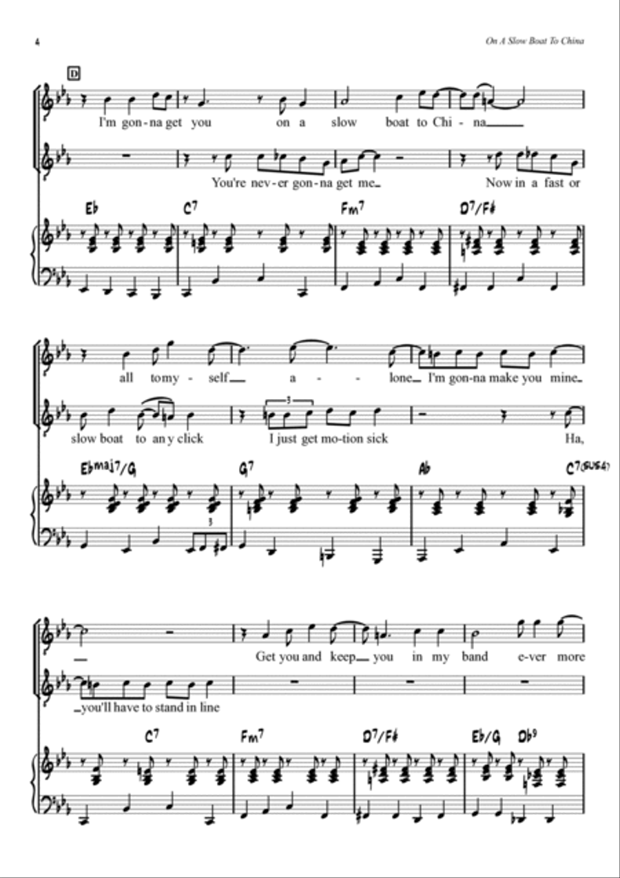 On A Slow Boat To China Tenor Voice scores gallery preview page 4
