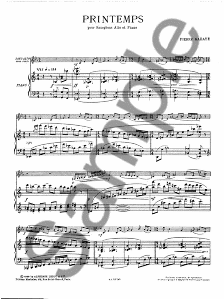Printemps (saxophone-alto & Piano)