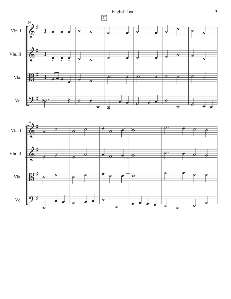 English Tea String Quartet scores gallery preview page 3