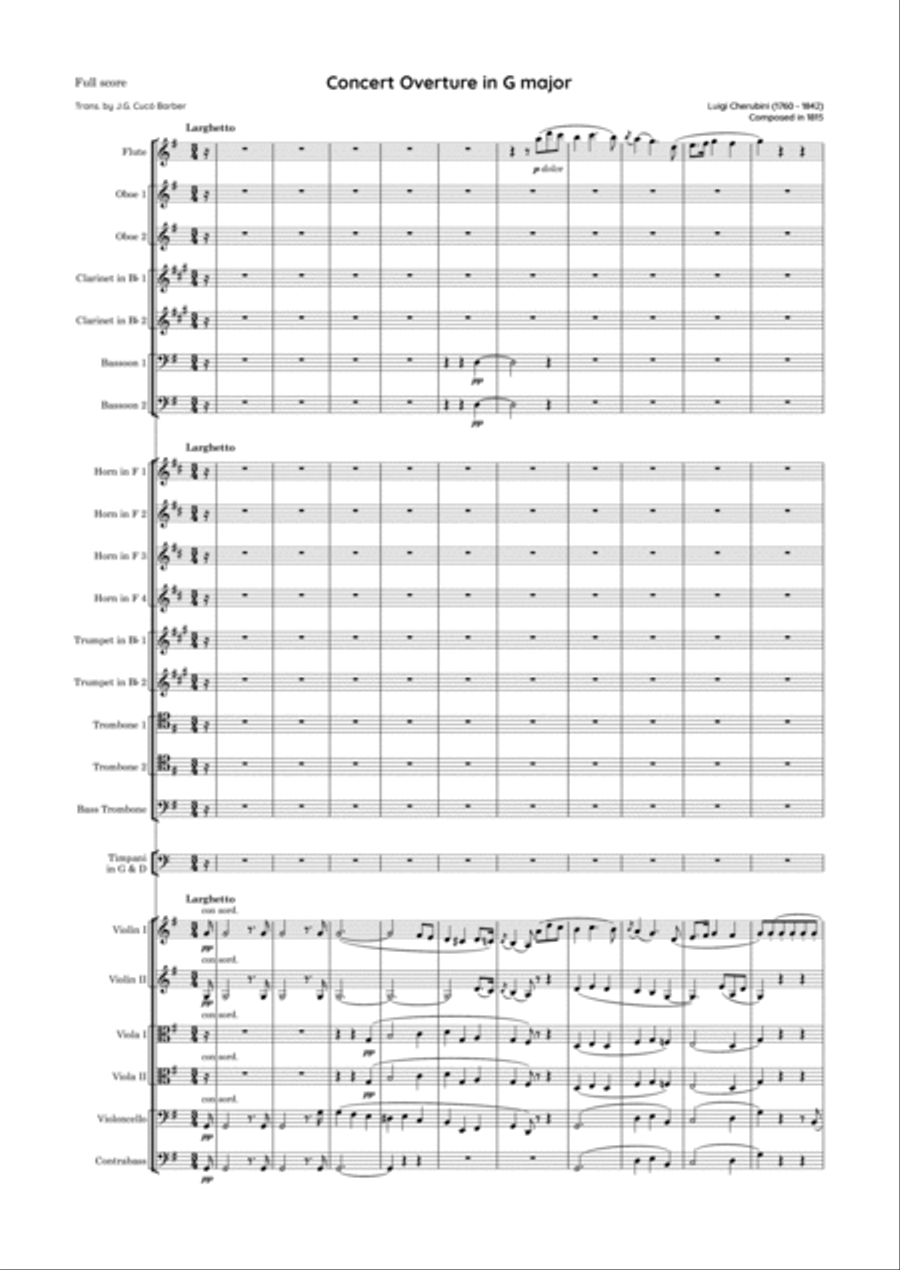 Cherubini - Concert Overture in G major Full Orchestra scores gallery preview page 2