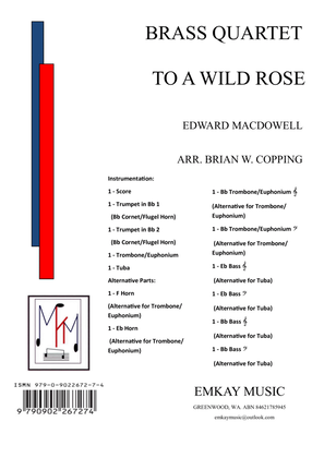 Book cover for TO A WILD ROSE - BRASS QUARTET
