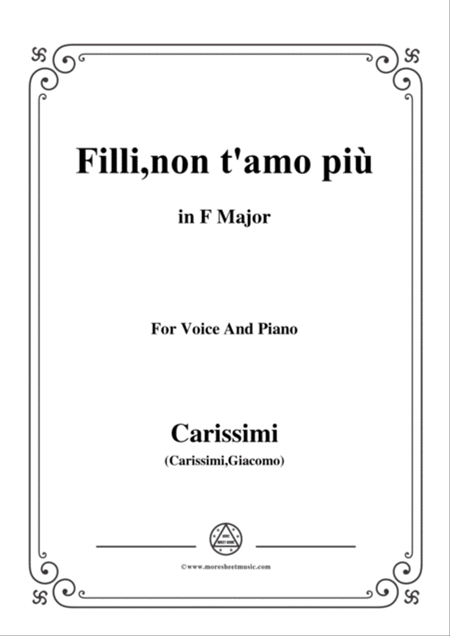 Carissimi-Filli,non t'amo più,from 'A Cantata',in F Major,for Voice and Piano Voice Solo scores gallery preview page 1