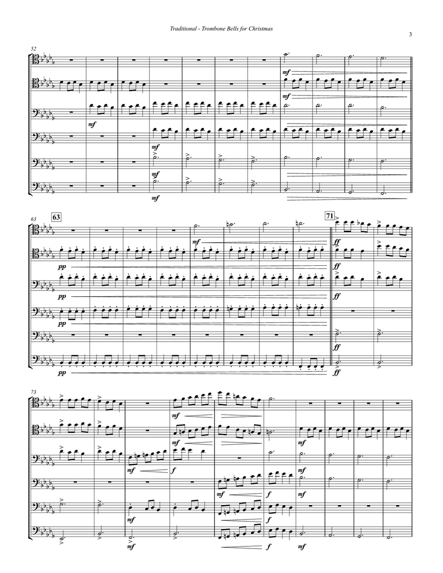 Trombone Bells of Christmas for 6-part Trombone Ensemble Small Ensemble scores gallery preview page 3