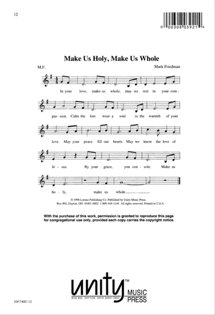 Make Us Holy, Make Us Whole 4-Part scores gallery preview page 12