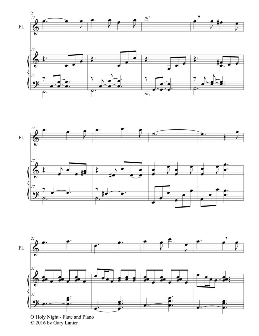 O HOLY NIGHT (Duet – Flute & Piano with Parts) Flute Solo scores gallery preview page 3