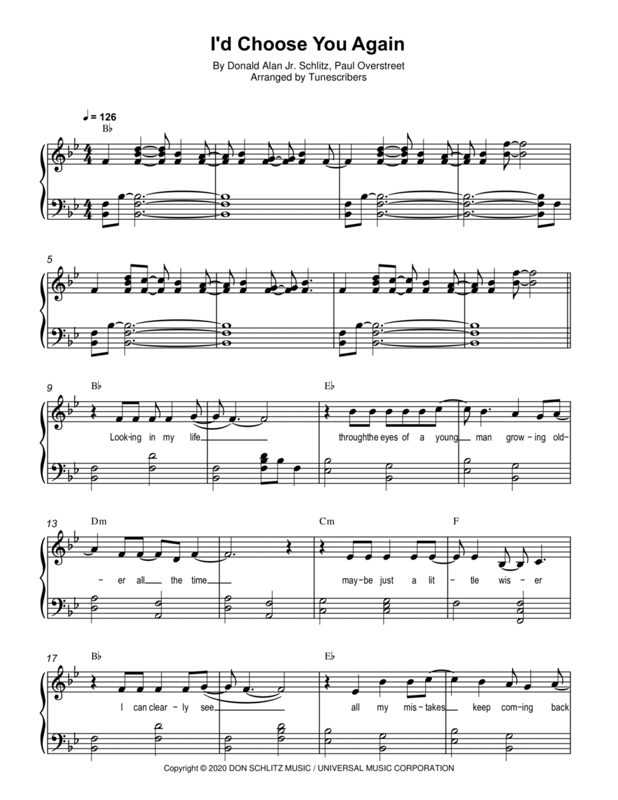 I'd Choose You Again Piano Solo scores gallery preview page 1