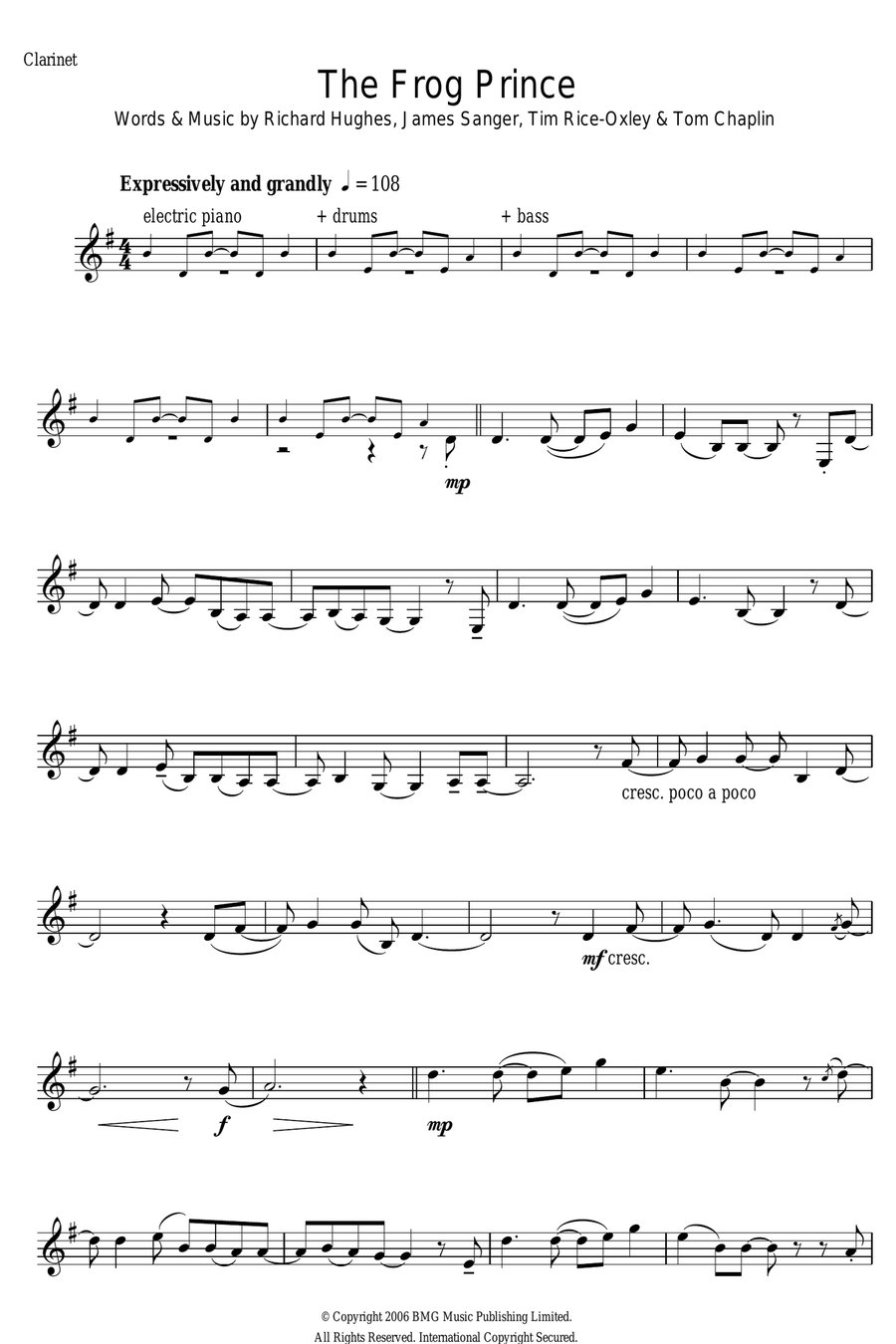 The Frog Prince Clarinet Solo scores gallery preview page 1