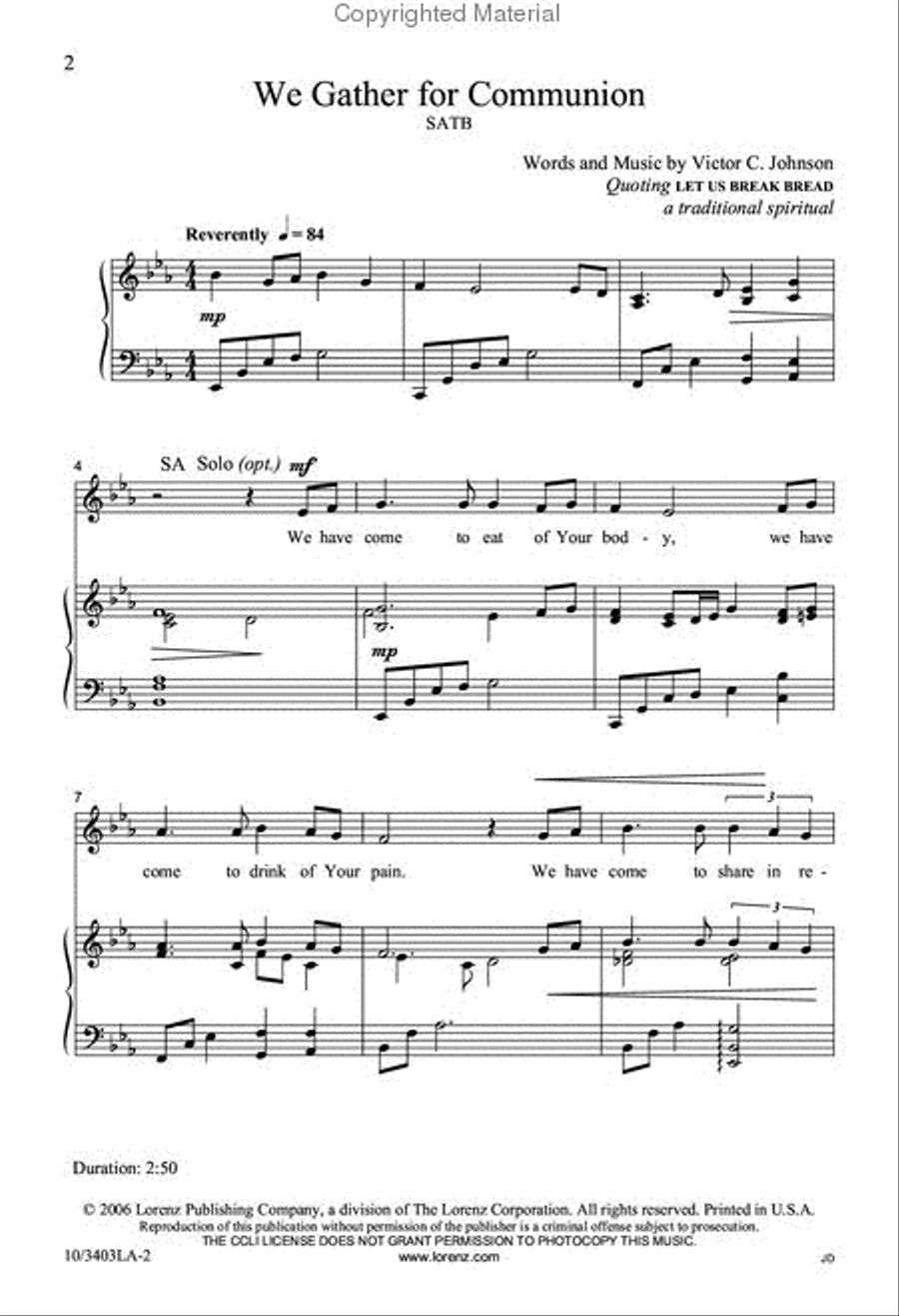 We Gather for Communion 4-Part scores gallery preview page 2