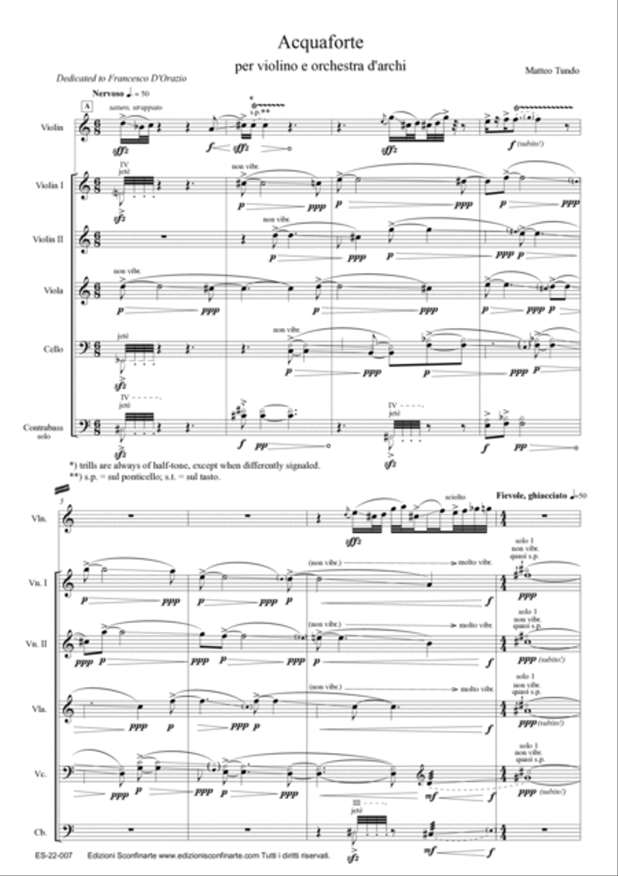 Matteo Tundo: ACQUAFORTE (ES-22-007) - Score Only String Orchestra scores gallery preview page 5