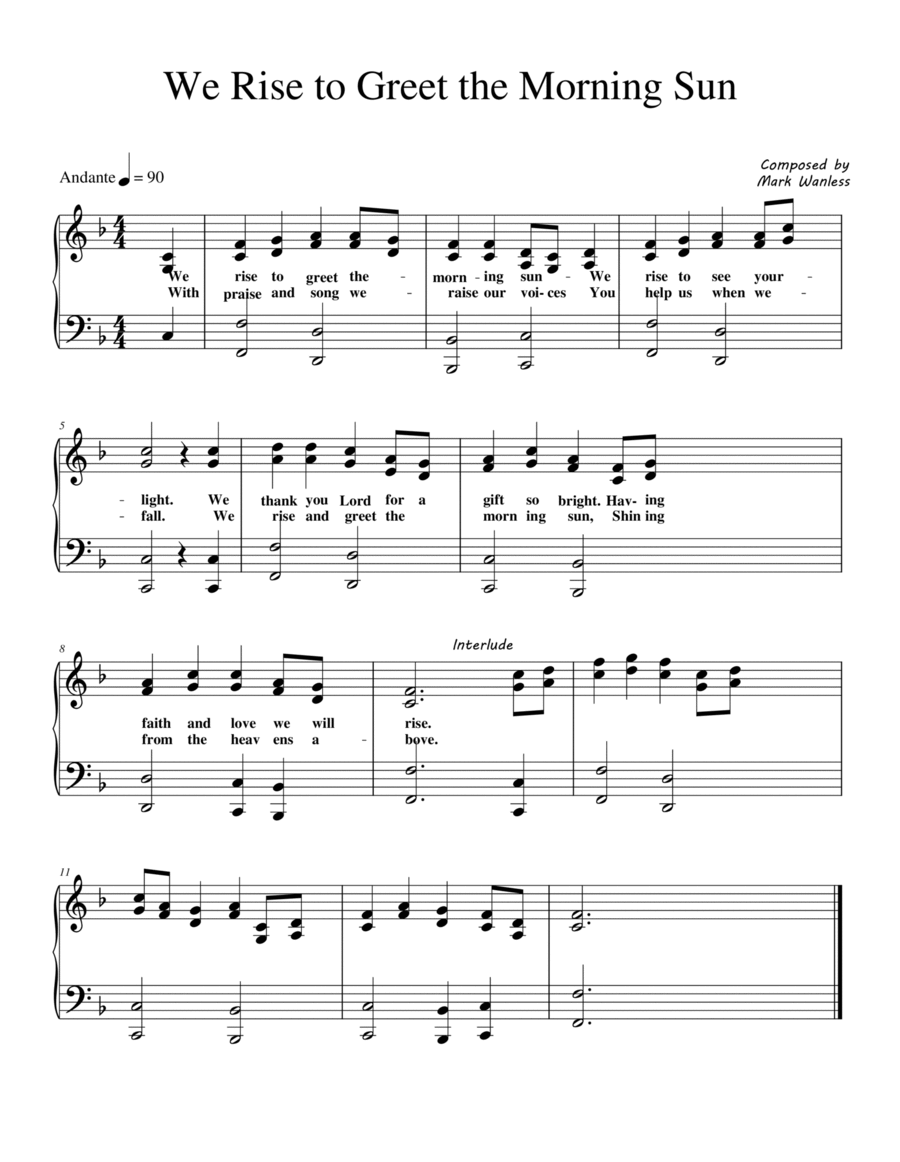 We Rise To Greet The Morning Sun A Cappella scores gallery preview page 1