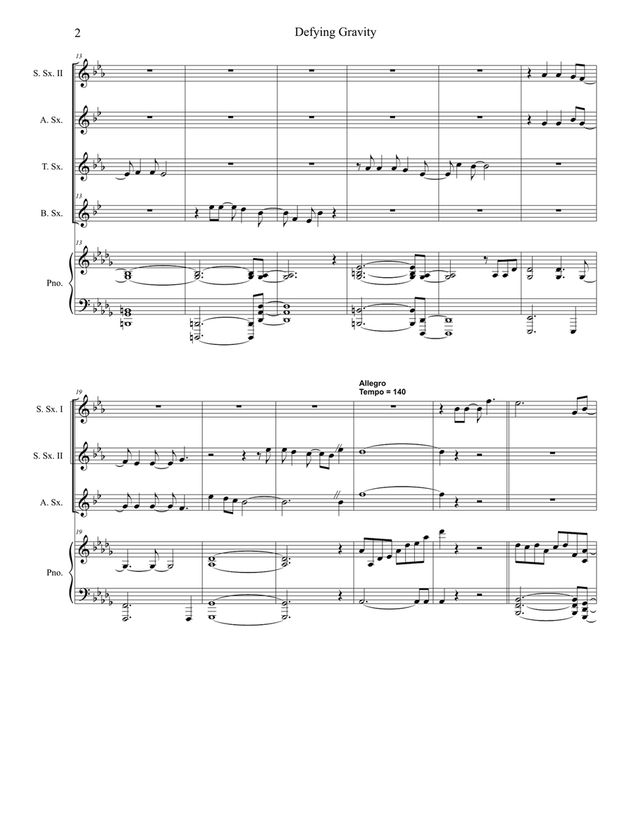 Defying Gravity Saxophone Quintet scores gallery preview page 2