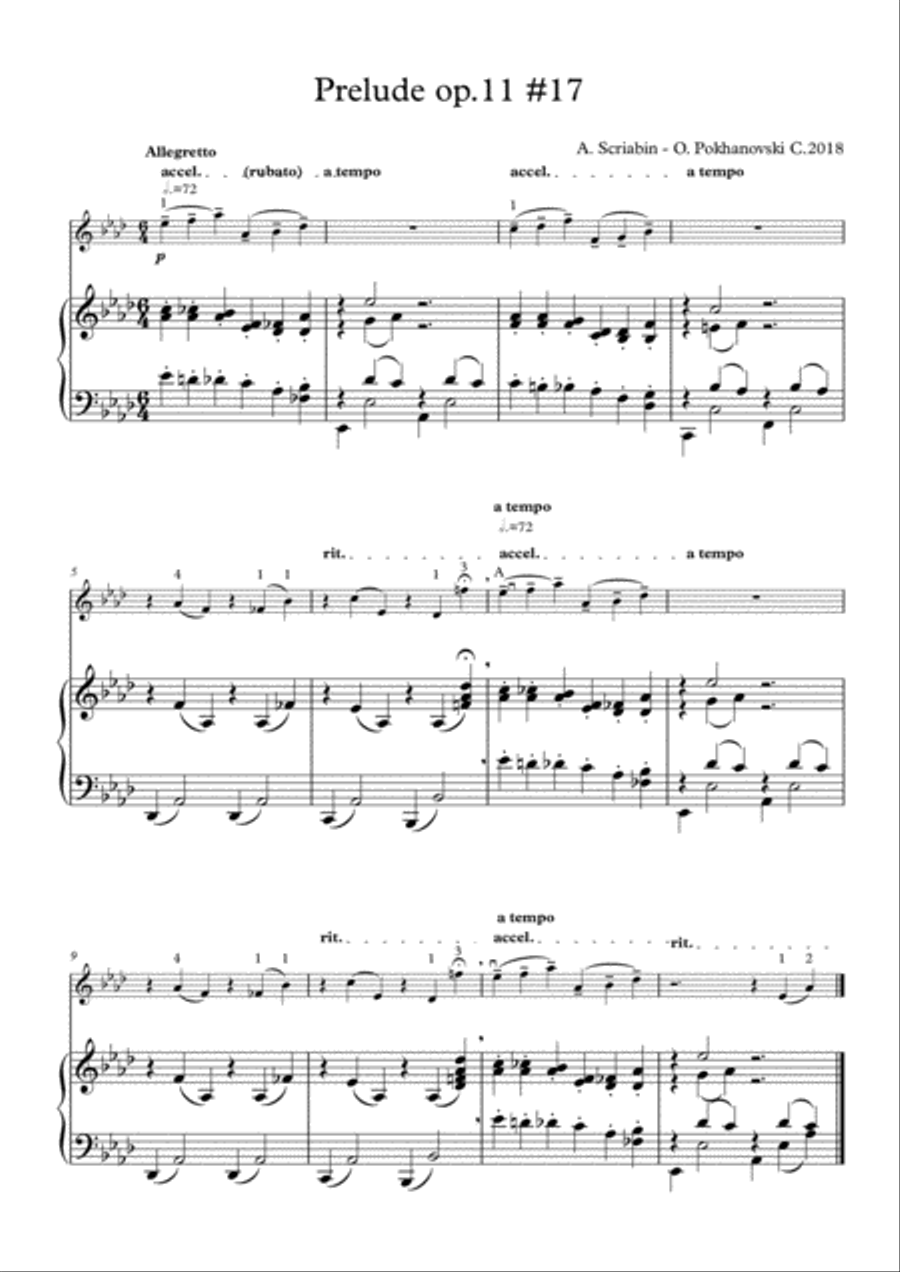 Scriabin Prelude op.11 #17 Violin Solo scores gallery preview page 1