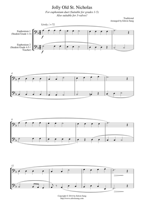 Jolly Old St. Nicholas (for euphonium duet (bass clef, 3 or 4 valved), suitable for grades 1-5)