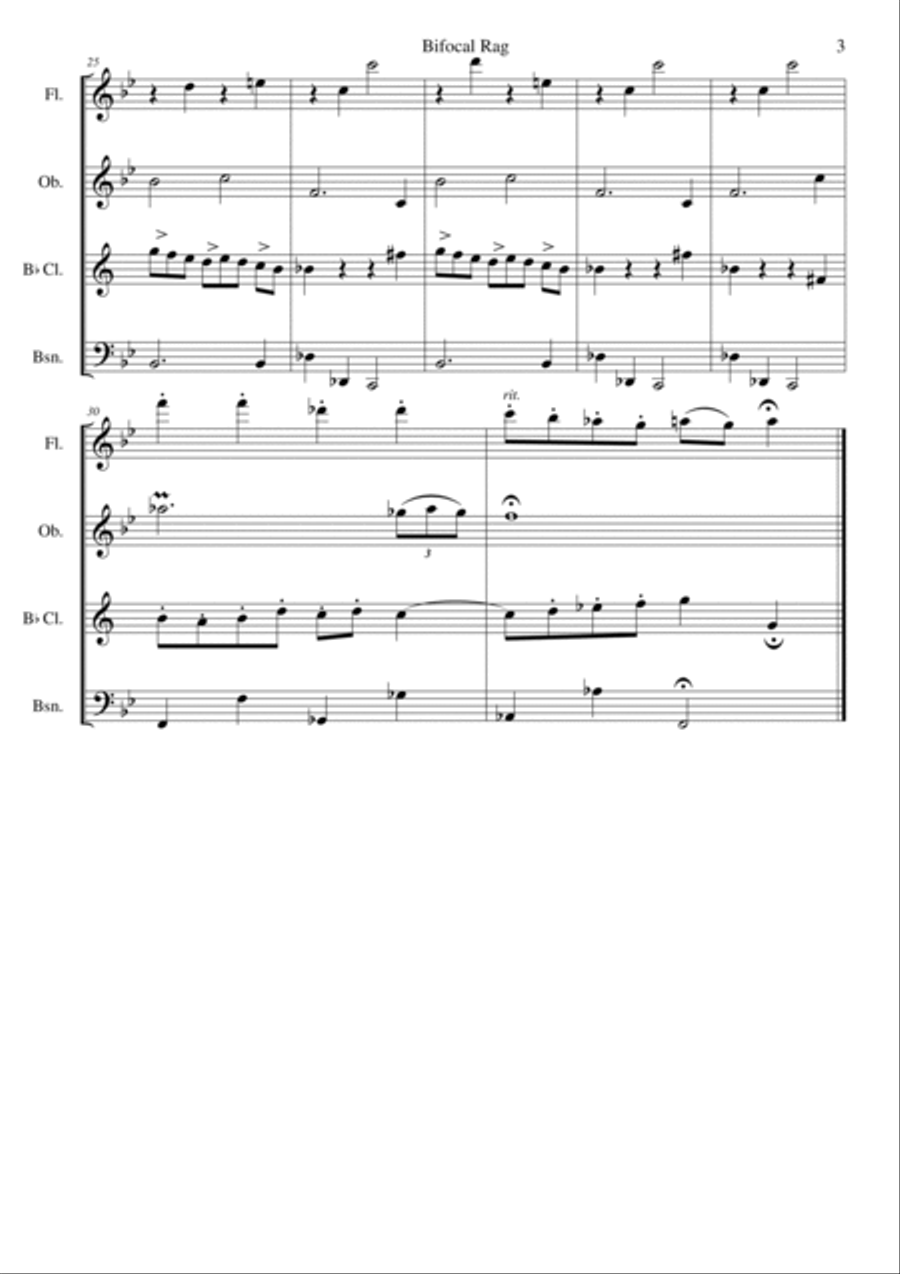 Bifocal Rag for wind quartet Woodwind Quartet scores gallery preview page 3