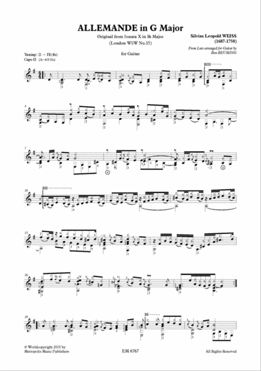 Sonata X (London nr.15) for Solo Guitar Classical Guitar scores gallery preview page 2