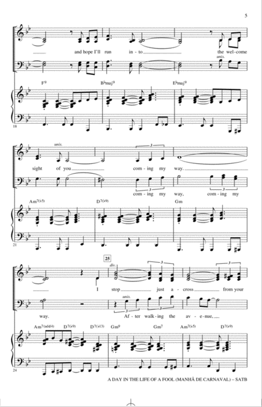 A Day In The Life Of A Fool (Manha De Carnaval) (arr. Kirby Shaw) 4-Part scores gallery preview page 3