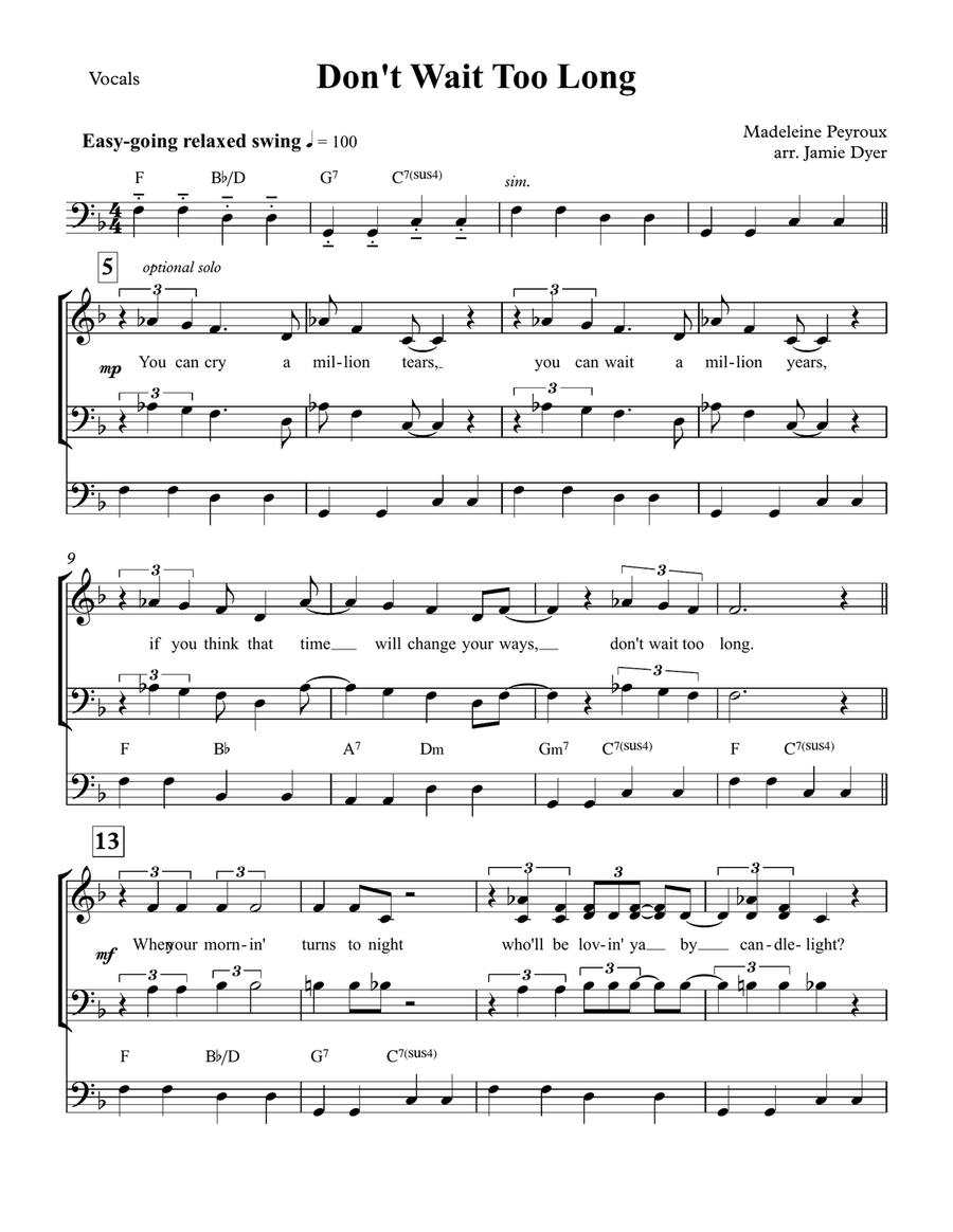 Don't Wait Too Long 3-Part scores gallery preview page 1