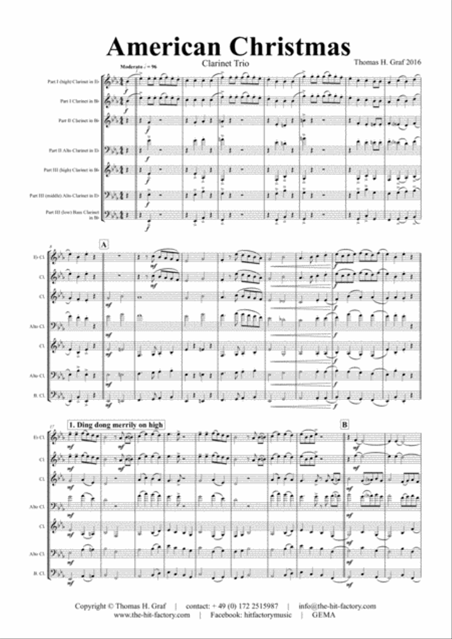 American Christmas - Mash up Rondo of best Christmas Songs - Clarinet Trio Clarinet Trio scores gallery preview page 2