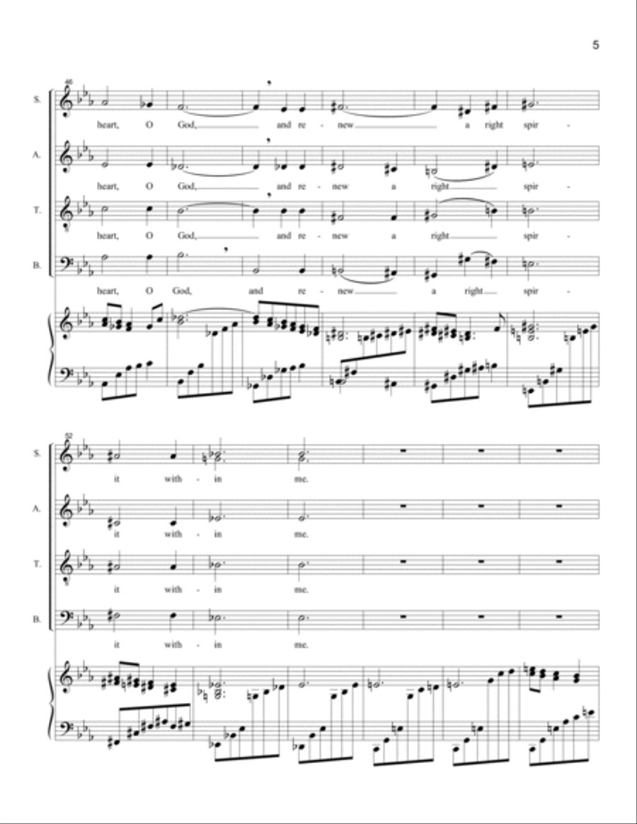 Create in Me a Clean Heart, O God (SATB) 4-Part scores gallery preview page 5