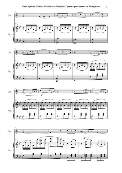 Paul-Agricole Génin: Mélodie avec variation, opus 63, for Bb cornet and piano