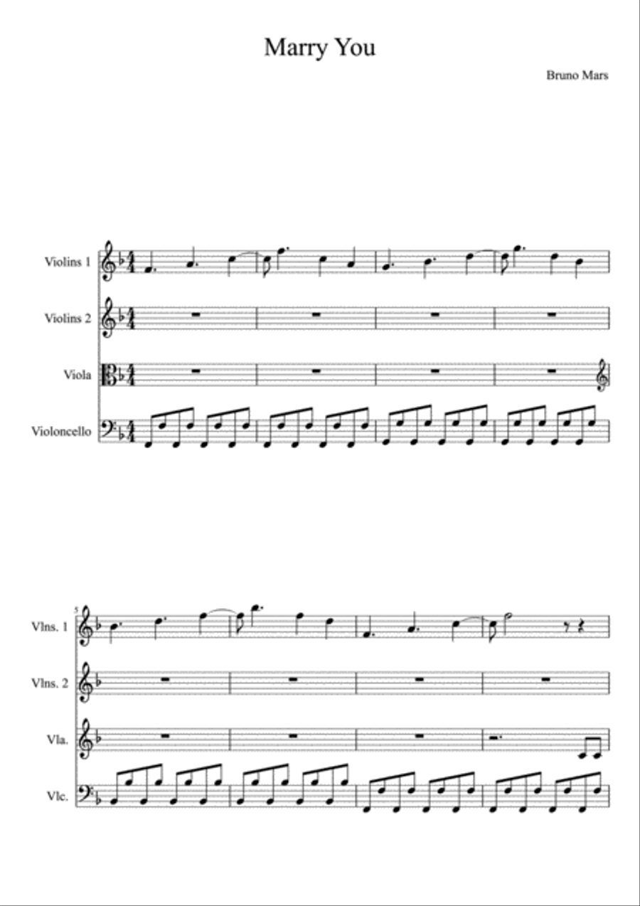 Marry You String Quartet scores gallery preview page 1