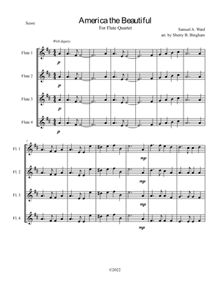 "America the Beautiful" for Flute Quartet