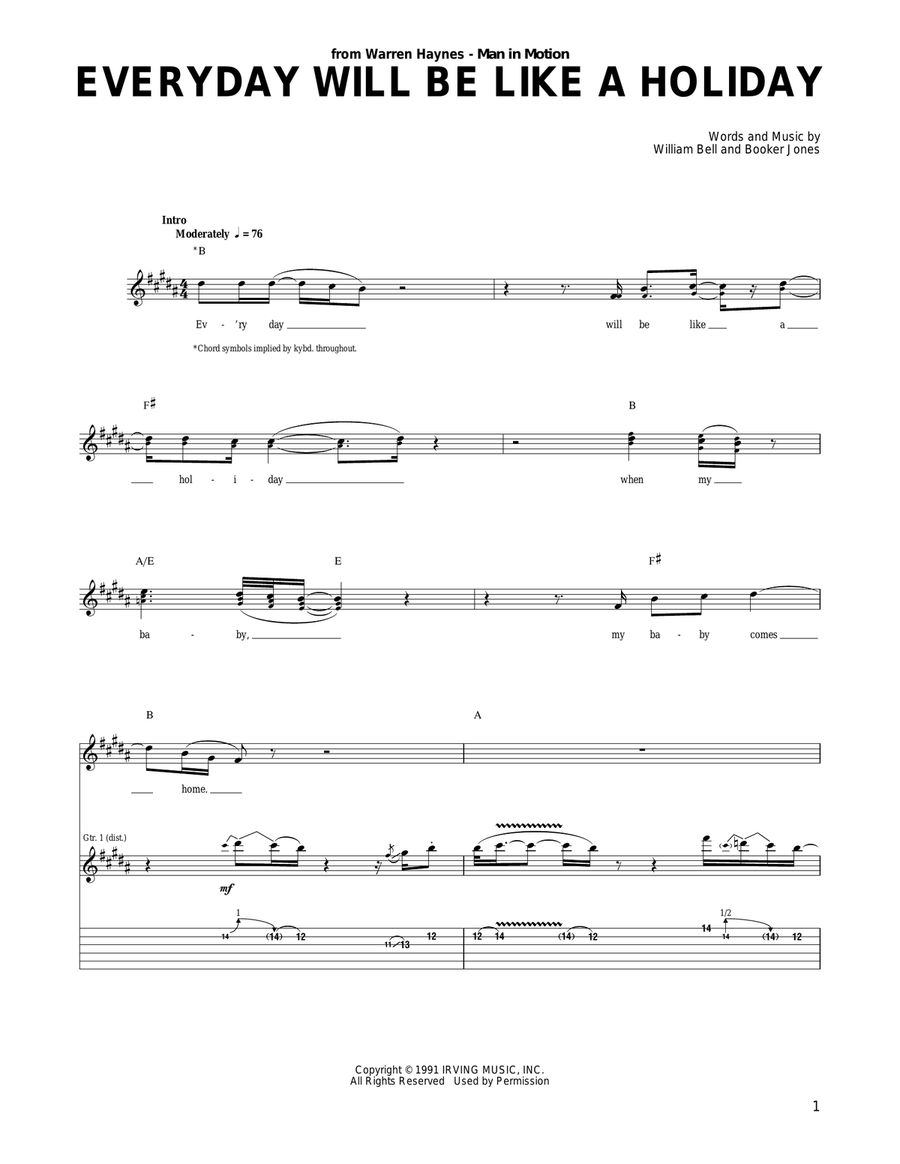 Everyday Will Be Like A Holiday Acoustic Guitar scores gallery preview page 1