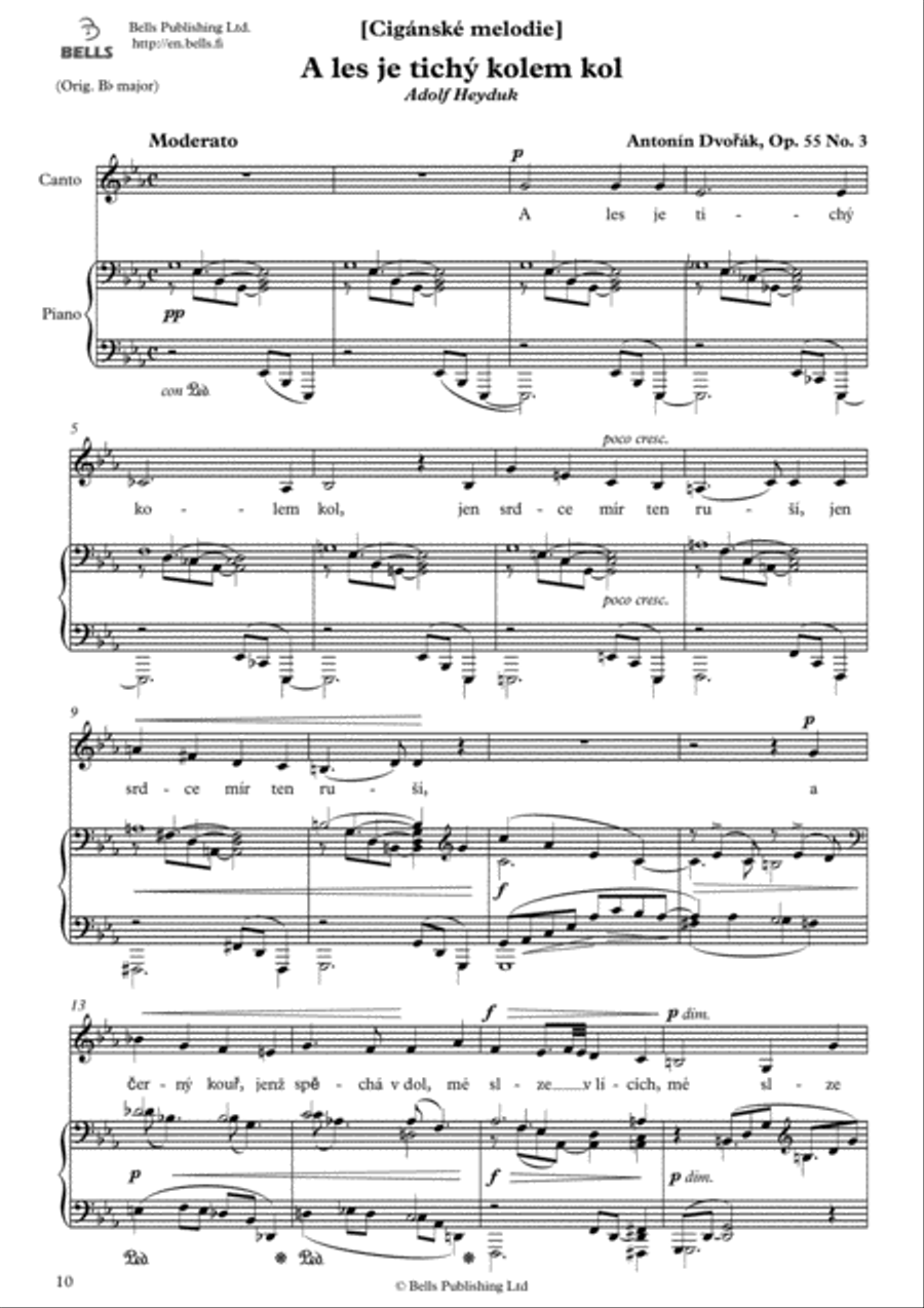 A les je tichy kolem kol, Op. 55 No. 3 (E-flat Major) Voice Solo scores gallery preview page 1