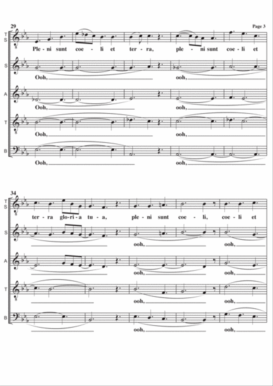 Sanctus St.Cecilia Mass A Cappella SATB 4-Part scores gallery preview page 3