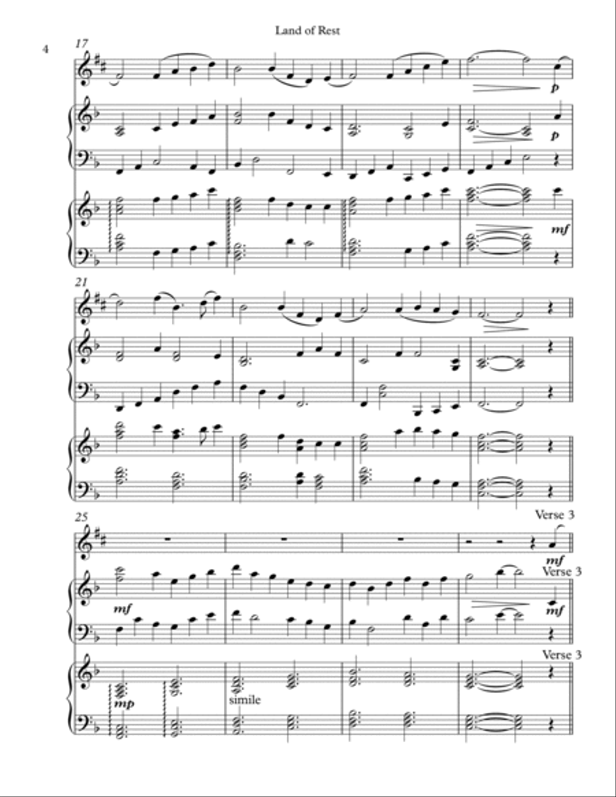 Land of Rest, Trio for Eb Alto Saxophone, Harp, Piano Alto Saxophone scores gallery preview page 4