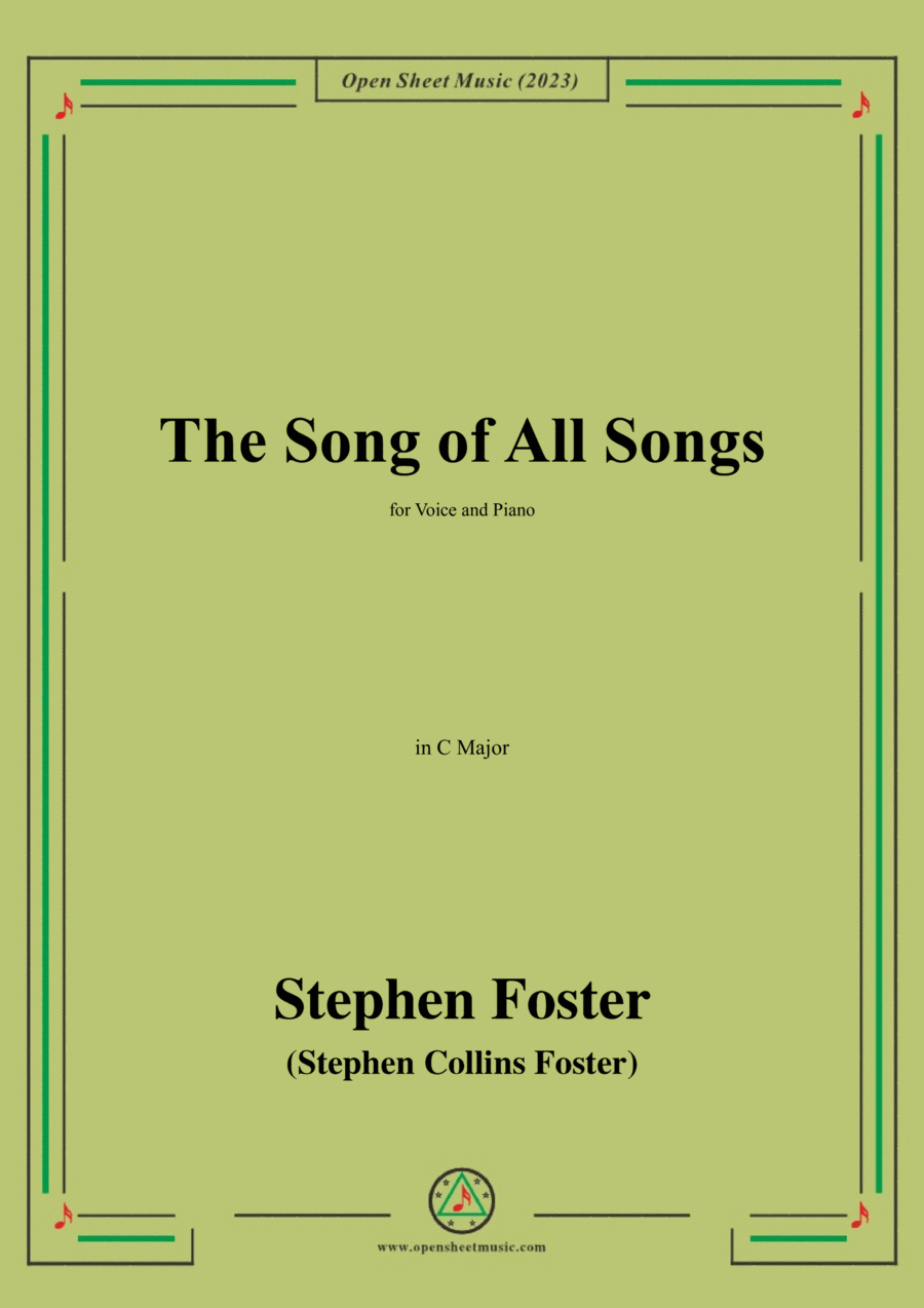 S. Foster-The Song of All Songs,in C Major Voice scores gallery preview page 1