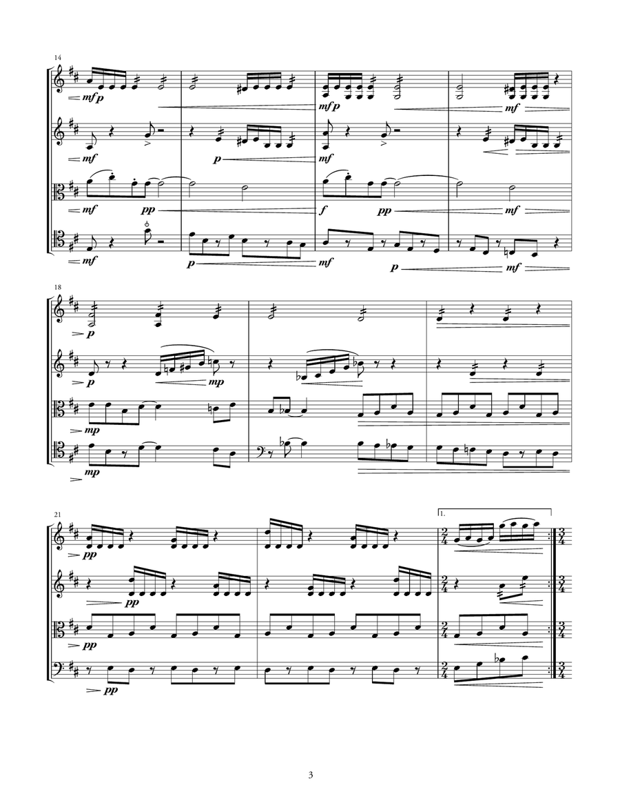 Nora and Reshma's Magical Tandem Bike Ride (score) String Quartet scores gallery preview page 4
