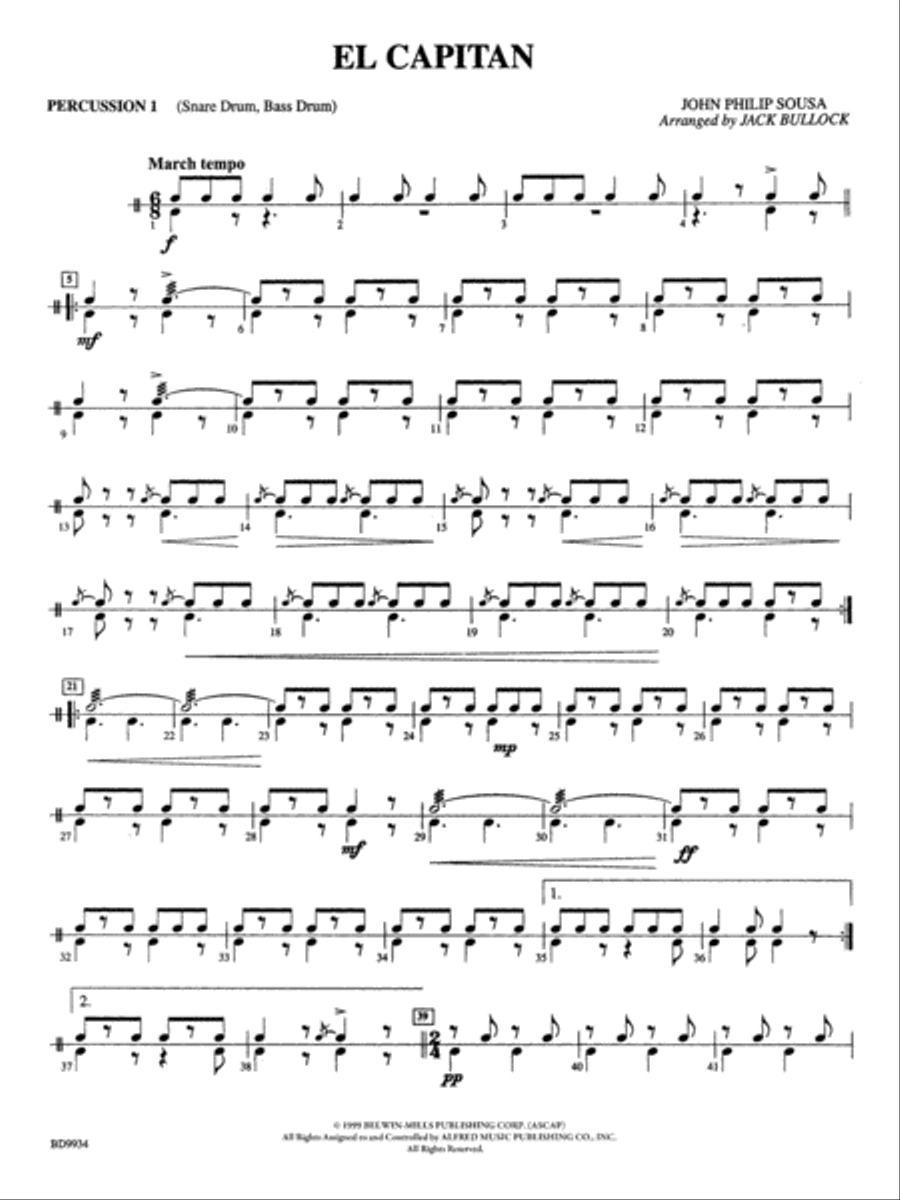 El Capitan: 1st Percussion Concert Band scores gallery preview page 1