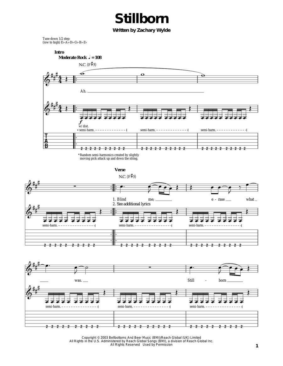Stillborn Acoustic Guitar scores gallery preview page 1