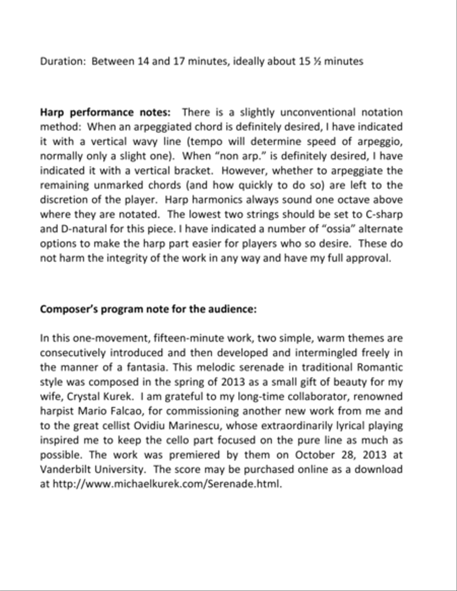 Serenade for Violoncello and Harp String Duet scores gallery preview page 2