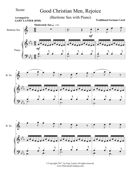 GOOD CHRISTIAN MEN, REJOICE (Baritone Sax with Piano & Score/Part) image number null