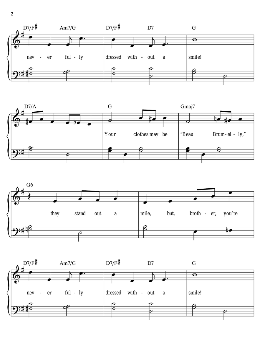 You're Never Fully Dressed Without A Smile Easy Piano scores gallery preview page 2
