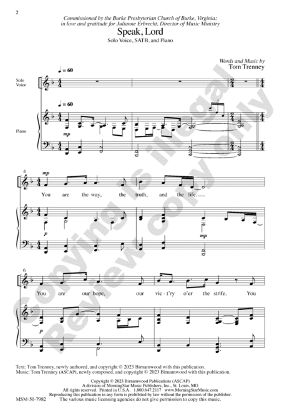 Speak, Lord 4-Part scores gallery preview page 2